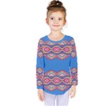 Shapes chains on a blue background                                               Kids  Long Sleeve Tee