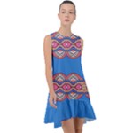Shapes chains on a blue background                                                 Frill Swing Dress