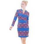 Shapes chains on a blue background                                                Button Long Sleeve Dress
