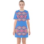 Shapes chains on a blue background                                                 Sixties Short Sleeve Mini Dress