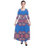 Shapes chains on a blue background                                                Quarter Sleeve Maxi Velour Dress