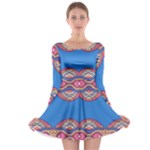 Shapes chains on a blue background                                              Long Sleeve Skater Dress