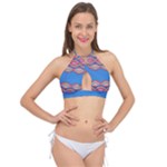 Shapes chains on a blue background                                            Cross Front Halter Bikini Top