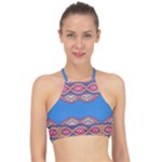 Shapes chains on a blue background                                             Racer Front Bikini Top