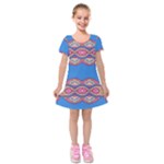 Shapes chains on a blue background                                                  Kids  Short Sleeve Velvet Dress