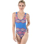Shapes chains on a blue background                                            High Leg Strappy Swimsuit