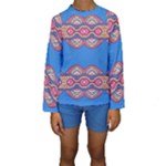 Shapes chains on a blue background                                               Kid s Long Sleeve Swimwear