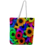 Colorful sunflowers                                               Full Print Rope Handle Tote (Large)