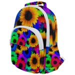 Colorful sunflowers                                                Rounded Multi Pocket Backpack
