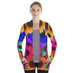 Colorful sunflowers                                                  Women s Open Front Pockets Cardigan