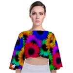 Colorful sunflowers                                                 Tie Back Butterfly Sleeve Chiffon Top
