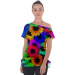 Colorful sunflowers                                                  Off Shoulder Tie-Up Tee