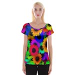 Colorful sunflowers                                                   Women s Cap Sleeve Top