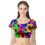 Colorful sunflowers                                                   Short Sleeve Crop Top