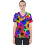 Colorful sunflowers                                                    Women s V-Neck Scrub Top