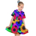 Colorful sunflowers                                                Kids  Short Sleeve Shirt Dress
