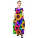 Colorful sunflowers                                                 Kids  Short Sleeve Maxi Dress