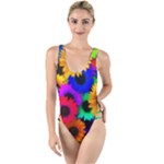 Colorful sunflowers                                                 High Leg Strappy Swimsuit