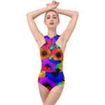 Colorful sunflowers                                                  Cross Front Low Back Swimsuit