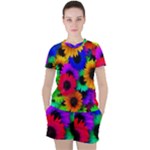 Colorful sunflowers                                                   Women s Mesh Tee and Shorts Set