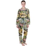 vintage comfy floral Satin Long Sleeve Pyjamas Set