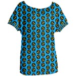 0059 Comic Head Bothered Smiley Pattern Women s Oversized Tee