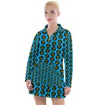 0059 Comic Head Bothered Smiley Pattern Women s Long Sleeve Casual Dress