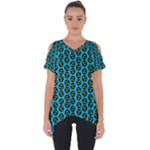 0059 Comic Head Bothered Smiley Pattern Cut Out Side Drop Tee