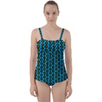 0059 Comic Head Bothered Smiley Pattern Twist Front Tankini Set