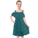 0059 Comic Head Bothered Smiley Pattern Kids  Cut Out Shoulders Chiffon Dress