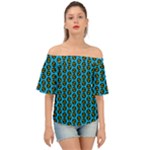 0059 Comic Head Bothered Smiley Pattern Off Shoulder Short Sleeve Top