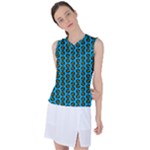 0059 Comic Head Bothered Smiley Pattern Women s Sleeveless Sports Top