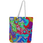 Colorful distorted shapes on a grey background                                                 Full Print Rope Handle Tote (Large)