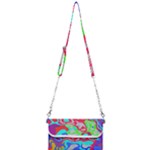 Colorful distorted shapes on a grey background                                                     Mini Crossbody Handbag