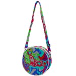 Colorful distorted shapes on a grey background                                                 Crossbody Circle Bag