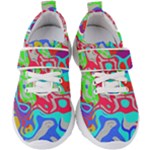 Colorful distorted shapes on a grey background                                                  Kids  Velcro Strap Shoes