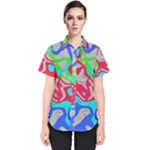 Colorful distorted shapes on a grey background                                                     Women s Short Sleeve Shirt