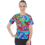 Colorful distorted shapes on a grey background                                                   Women s Sport Raglan Tee