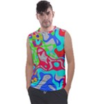 Colorful distorted shapes on a grey background                                                   Men s Regular Tank Top