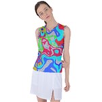 Colorful distorted shapes on a grey background                                                    Women s Sleeveless Mesh Sports Top