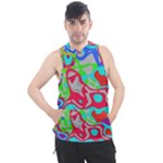 Colorful distorted shapes on a grey background                                                   Men s Sleeveless Hoodie