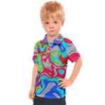 Colorful distorted shapes on a grey background                                                   Kids  Polo Tee