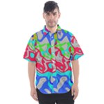Colorful distorted shapes on a grey background                                                   Men s Short Sleeve Shirt