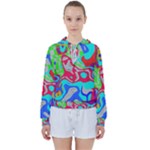 Colorful distorted shapes on a grey background                                                    Women s Tie Up Sweat