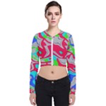 Colorful distorted shapes on a grey background                                                    Zip Up Bomber Jacket