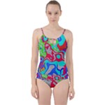 Colorful distorted shapes on a grey background                                                    Cut Out Top Tankini Set