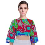 Colorful distorted shapes on a grey background                                                   Tie Back Butterfly Sleeve Chiffon Top