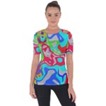 Colorful distorted shapes on a grey background                                                    Shoulder Cut Out Short Sleeve Top