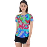 Colorful distorted shapes on a grey background                                                     Back Cut Out Sport Tee