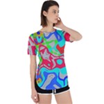 Colorful distorted shapes on a grey background                                                     Perpetual Short Sleeve T-Shirt